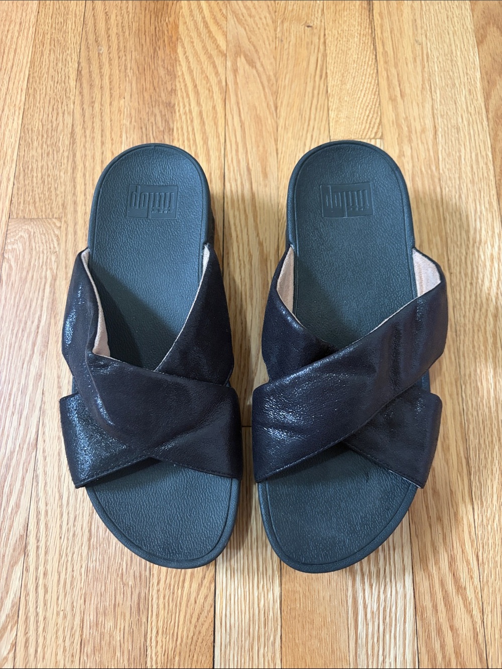 Fitflop Womens Lulu Cross Glitz Slide Sandal